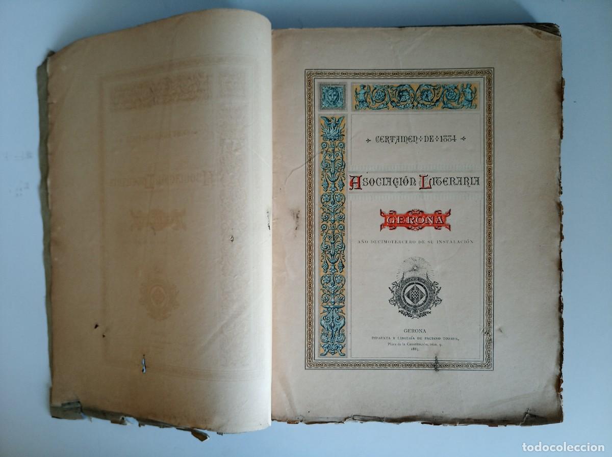 Libros antiguos: ASOCIACI&Oacute;N LITERARIA GERONA. CERTAMEN DE 1884. FOLIO.