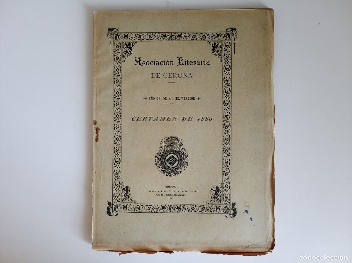 Libros antiguos: ASOCIACI&Oacute;N LITERARIA GERONA. CERTAMEN DE 1886. FOLIO.