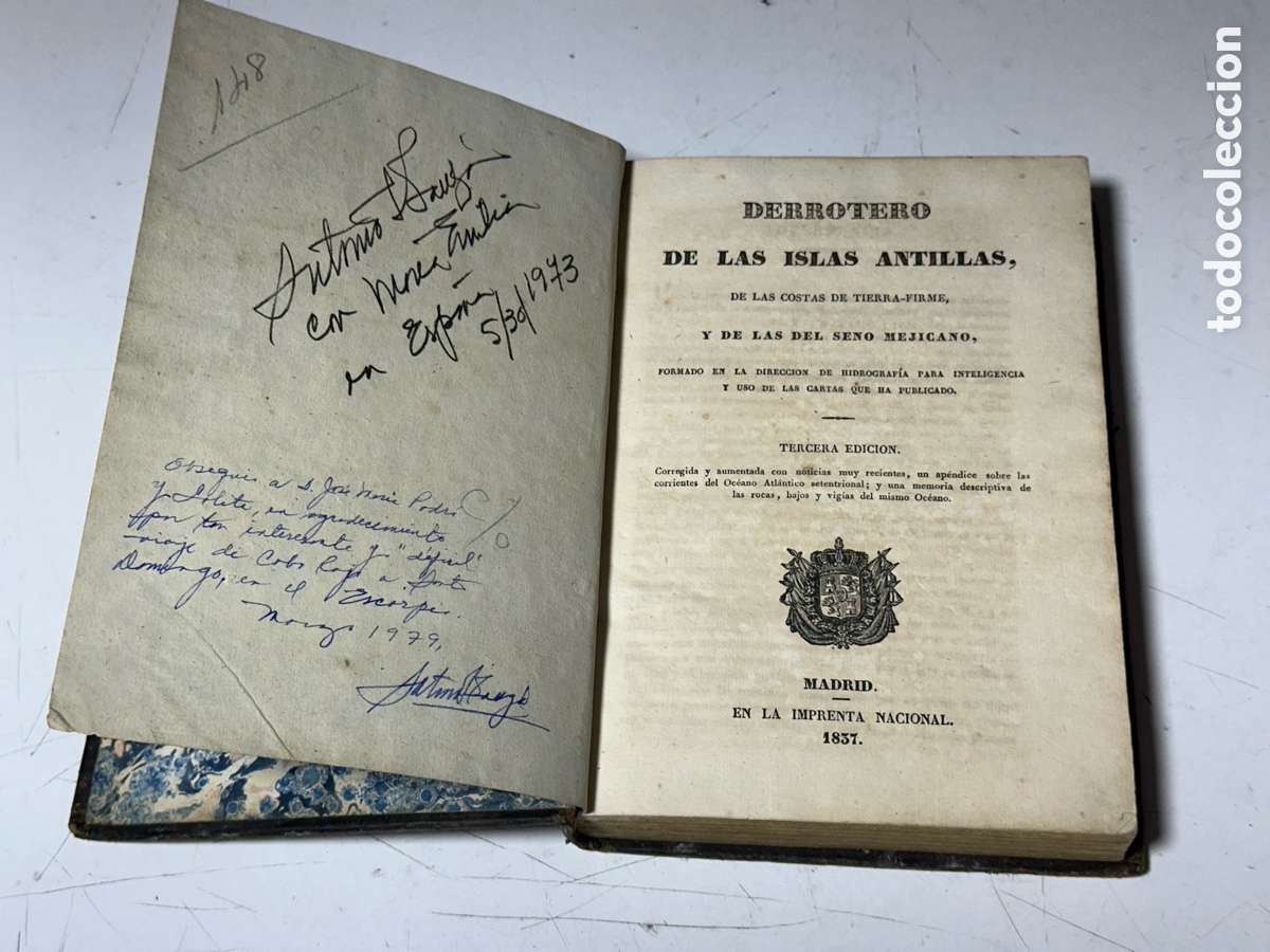 Libros antiguos: Derrotero Islas Antillas 1837