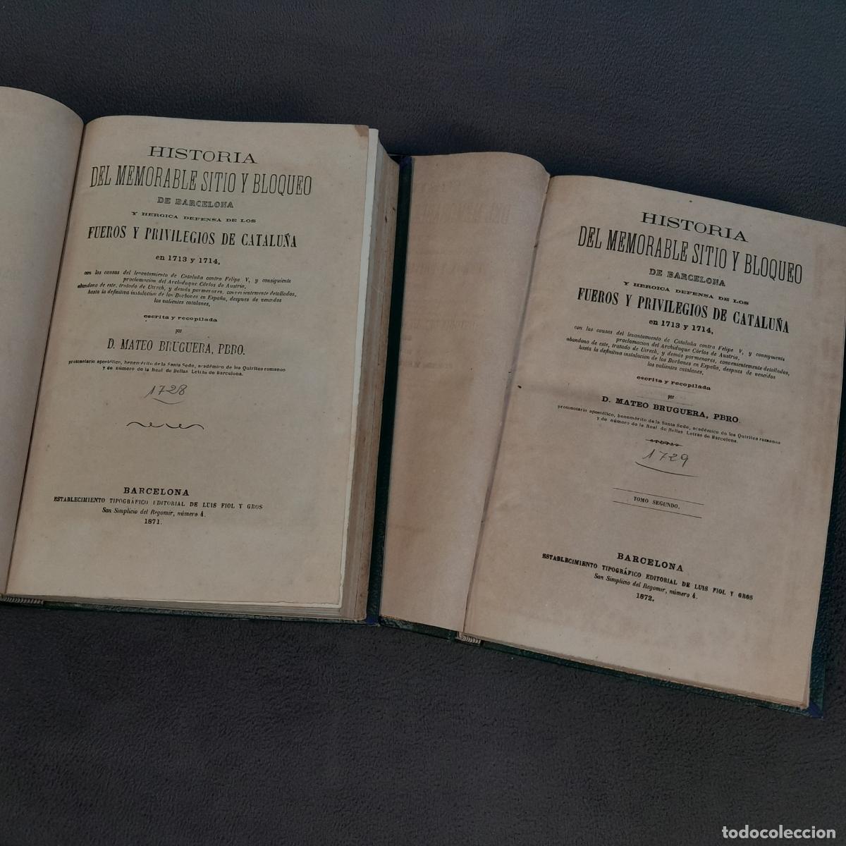 Antiquarische B&uuml;cher: L-1512. SITIO Y BLOQUEO DE BARCELONA POR MATEO BRUGUERA (2 TOMOS). A&Ntilde;OS 1871-1872