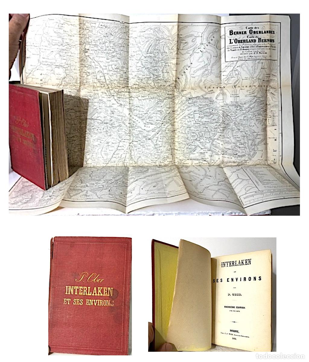 Libros antiguos: Interlaken et ses Environs (Ober. Berne, 1861) Mapa plegado