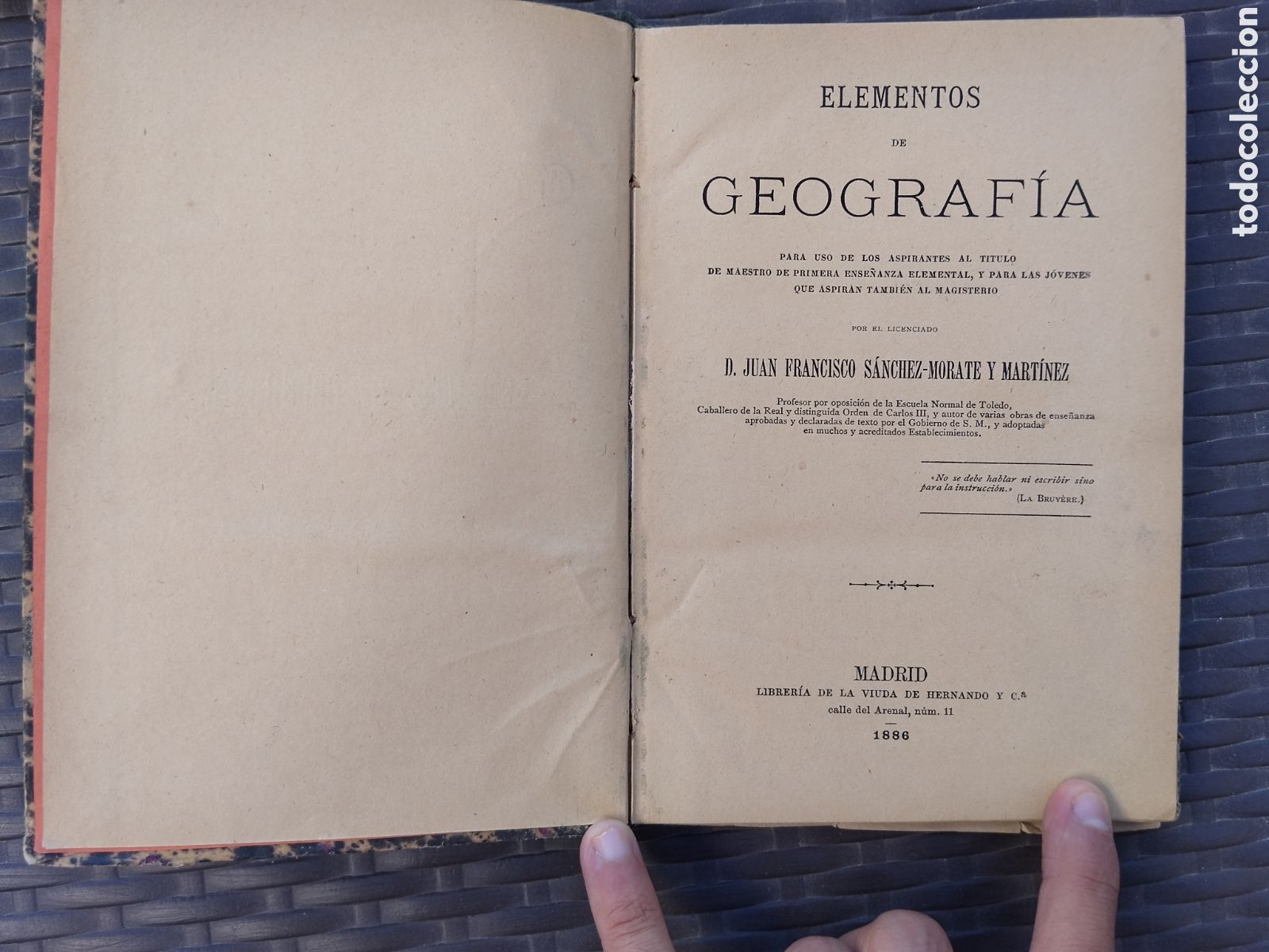 Libros antiguos: Libro elementos de geograf&iacute;a 1886 de juan francisco S&aacute;nchez morate y martinez.profesorado.escuela.do
