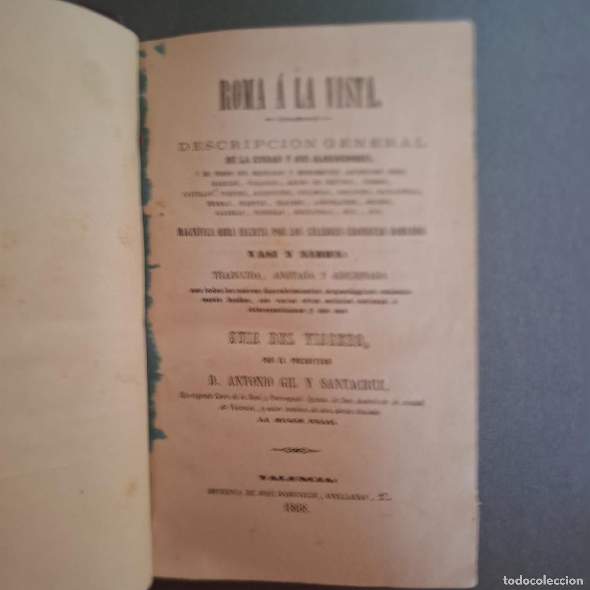 Libros antiguos: Roma a la Vista - Vasi y Nibby - guia del viagero - Antonio Gil y Santa Cruz - 1868