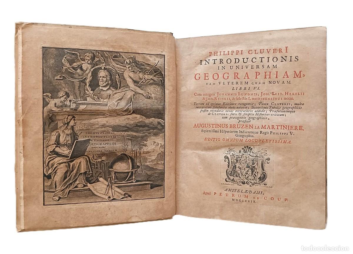 Libros antiguos: A&ntilde;o 1729. Espectacular libro de geograf&iacute;a en pergamino del siglo XVIII.