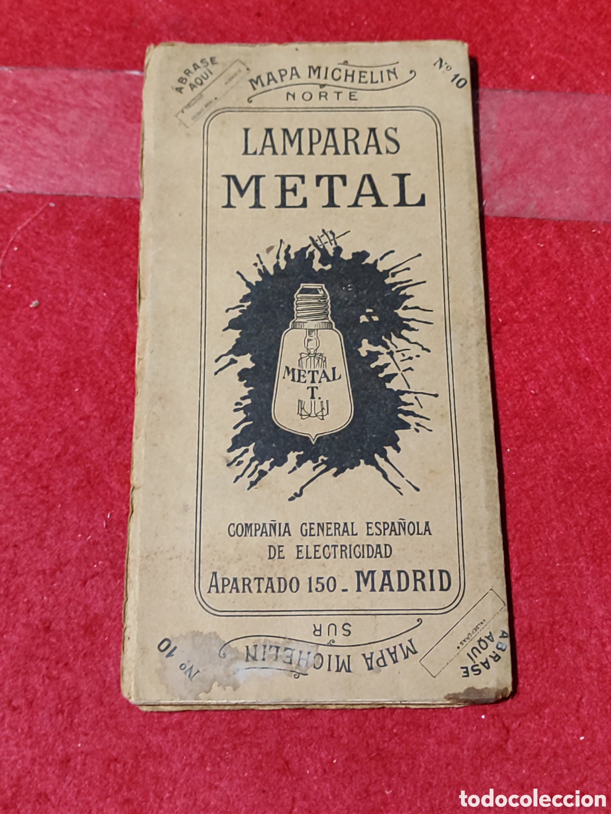 Libros antiguos: Antiguo MAPA MICHELIN NORTE N&deg;10 PUBLICIDAD LAMPARAS METAL