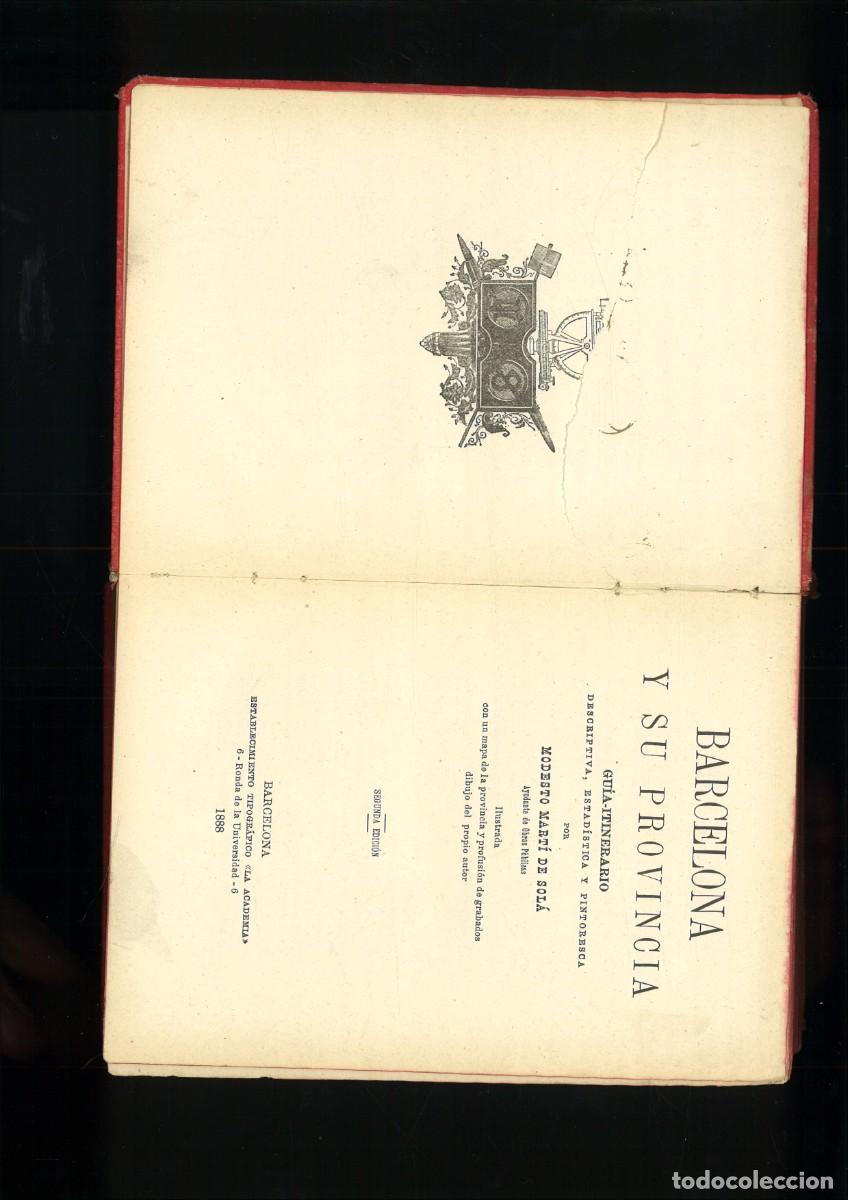 Libros antiguos: BARCELONA Y SU PROVINCIA. GUIA-ITINERARIO. Modesto Mart&iacute; de Sol&aacute;