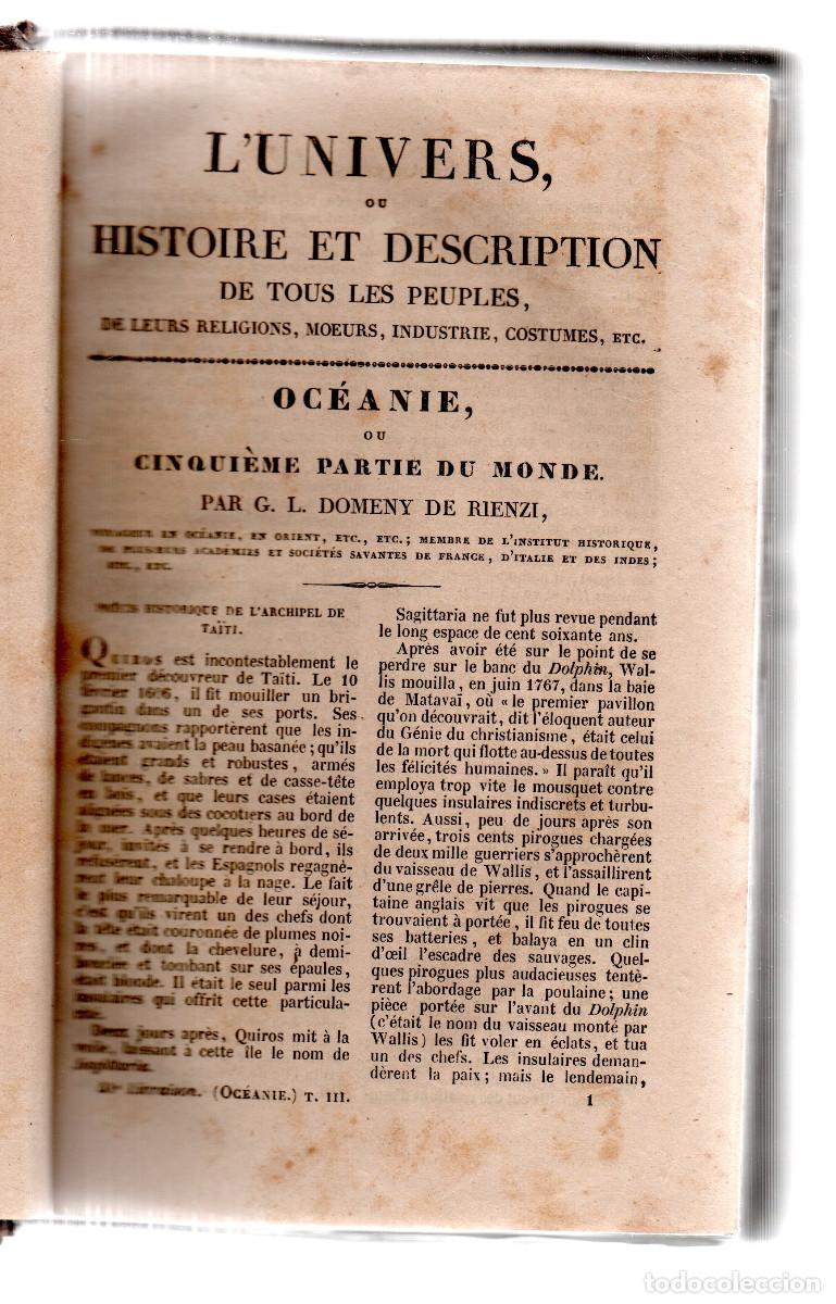 Libros antiguos: L'Univers. Histoire et description de tous les peuples: Oc&eacute;anie ou cinqui&eacute;me partie du monde. Vol.3