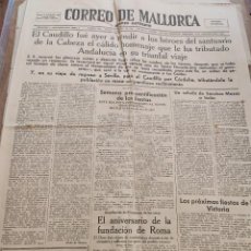 Libros antiguos: JAEN. EL CAUDILLO EN EL SANTUARIO DE LA CABEZA. RECIBIMIENTO EN CORDOBA. CORREO DE MALLORCA,1939