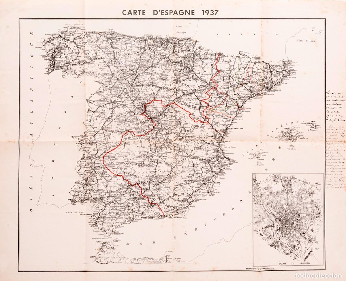 Libros antiguos: CARTE D'ESPAGNE 1937