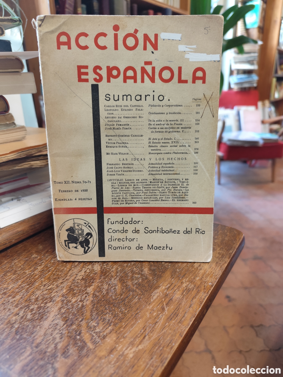 Libros antiguos: Acci&oacute;n Espa&ntilde;ola. Tomo XIII N&uacute;mero 70- 71. Febrero de 1935