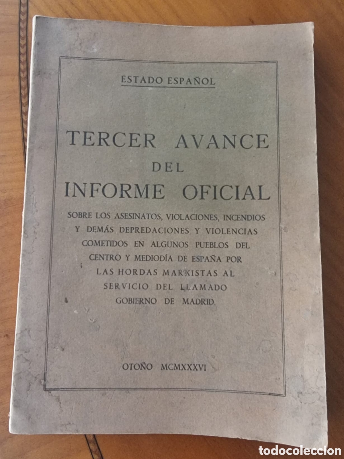 Libros antiguos: Guerra civil 1936 Tercer Avance Oficial Andaluc&iacute;a Centro de Espa&ntilde;a