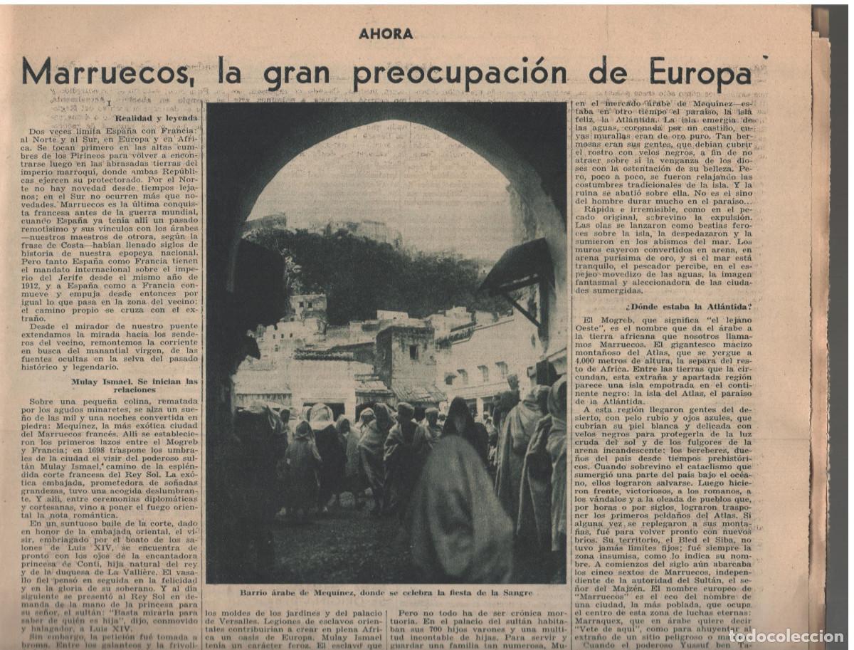 Libros antiguos: AHORA 30/Junio/1935 Crisis Catalana.Un reportaje sobre Marruecos.Falsificaci&oacute;n de bilIetes....