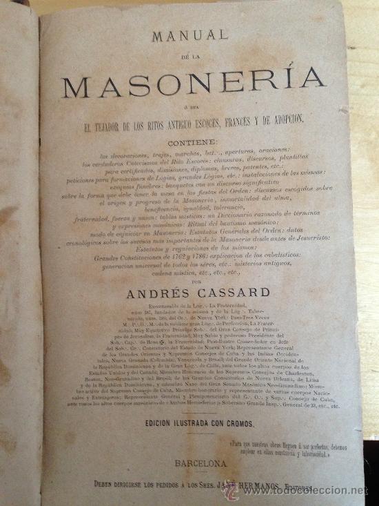 1890?.- manual de la masoneria. andrés cassard. - Comprar Libros