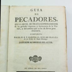Libros antiguos: GUIA DE PECADORES, RR. LUIS DE GRANADA, BARCELONA, PIFERRER ED. 