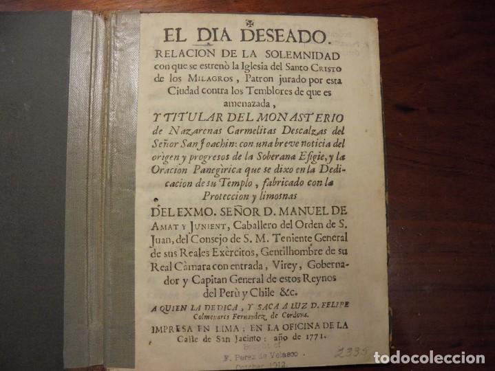Libros antiguos: PERU. LIMA. AMAT Y JUNYENT. 1771 - Foto 1