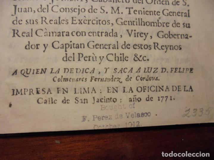 Libros antiguos: PERU. LIMA. AMAT Y JUNYENT. 1771 - Foto 2