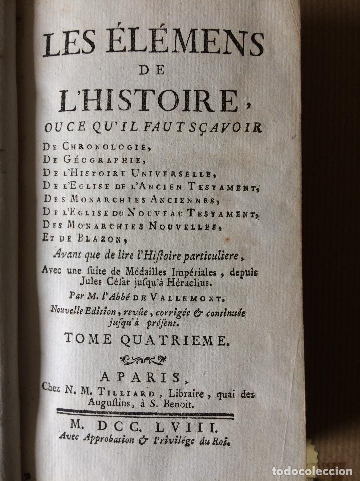 Libros antiguos: LES ELEMENS DE LHISTORIE  1758 - Foto 1