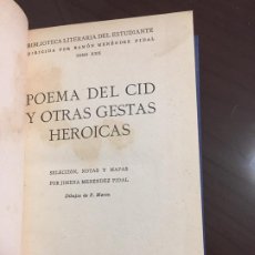Libros antiguos: POEMA DEL CID Y OTRAS GESTAS HEROICAS SELECCION, NOTAS Y MAPAS MENENDEZ PIDAL 1923. Lote 207685051