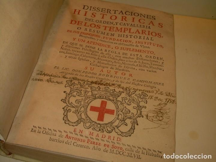 Libros antiguos: LIBRO PERGAMINO.TEMPLARIOS DISERTACIONES HISTORICAS Y ORDEN DE CAVALLERIA..AÑO 1747 - Foto 1 - 214342911