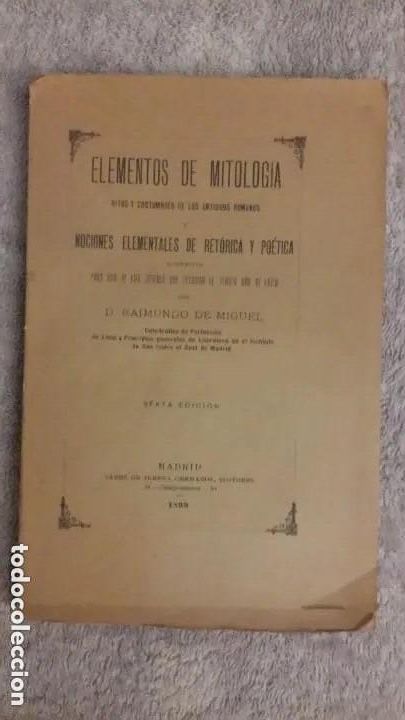 Libros antiguos: elementos de mitolog&iacute;a Raimundo de Miguel - Foto 1