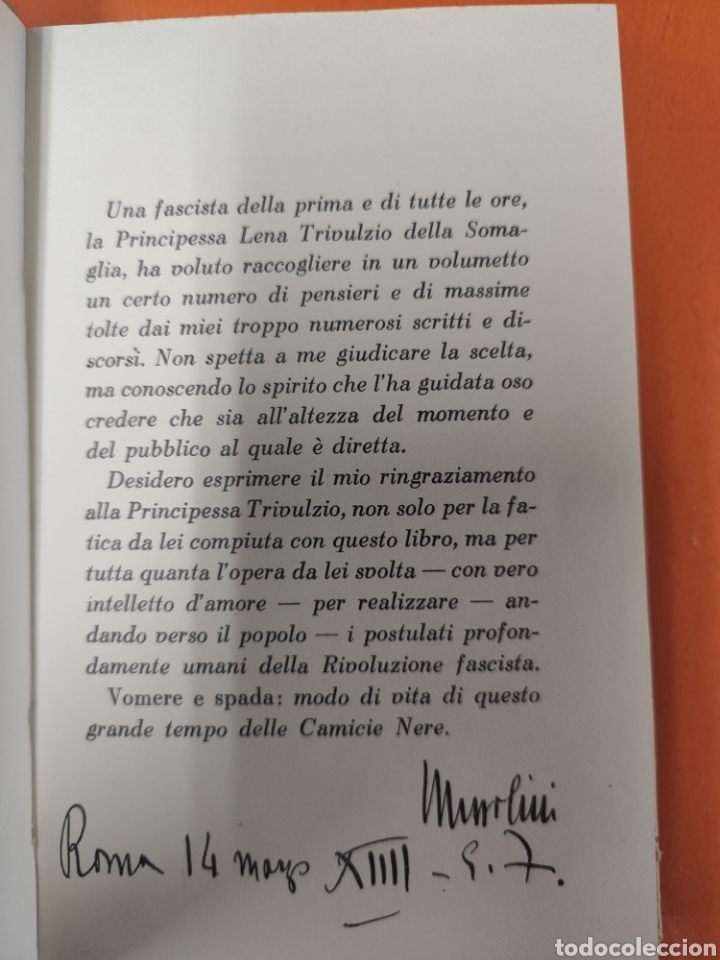 Libros antiguos: VOMERE E SPADA, pensieri e massime di BENITO MUSSOLINI - Foto 4