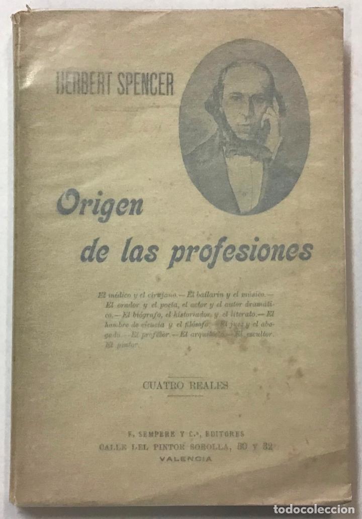 Libros antiguos: ORIGEN DE LAS PROFESIONES. - SPENCER, Herbert. - Foto 1