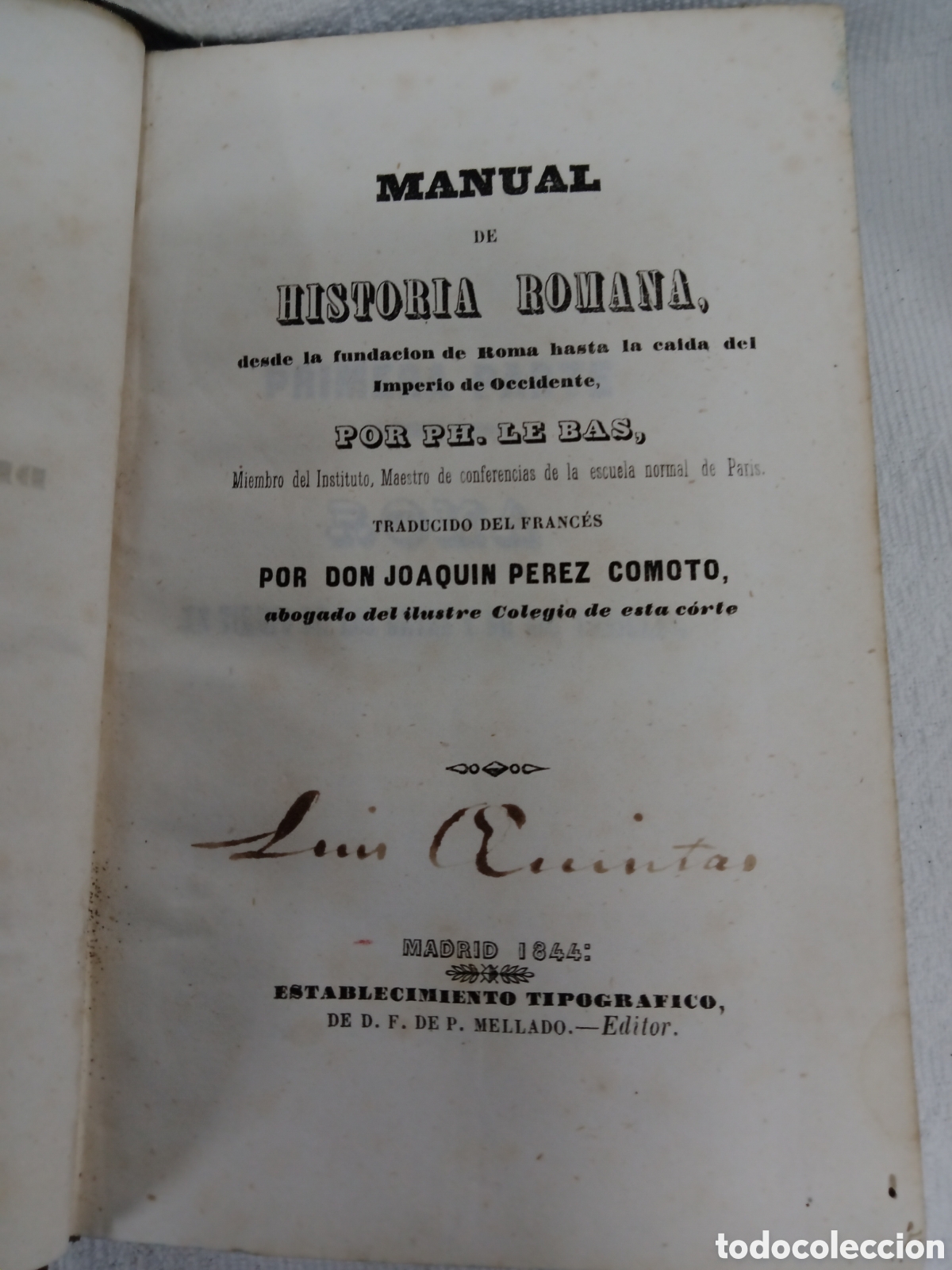 Old books: MANUAL DE HISTORIA ROMANA. A&ntilde;o 1844 (Madrid)
