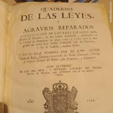 Libros antiguos: AÑO 1766: LEYES Y AGRAVIOS REPARADOS DE LOS ESTADOS DEL REYNO DE NAVARRA.