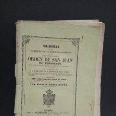 Libros antiguos: MEMORIA HECHOS DE LA ORDEN DE SAN JUAN DE JERUSALEN. PARDO DE TERAN Y MARIA BOVÉR. MADRID 1853
