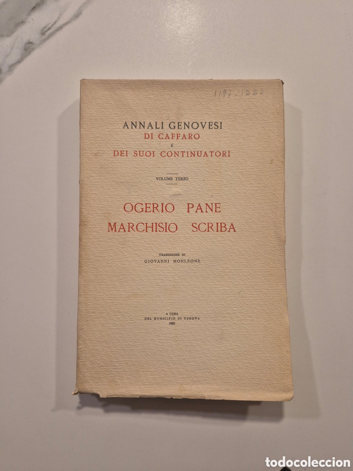 Libros antiguos: Annali Genovesi di Caffaro &ndash; Vol. III (1925) Genova &ndash; libro antiguo historia italiana
