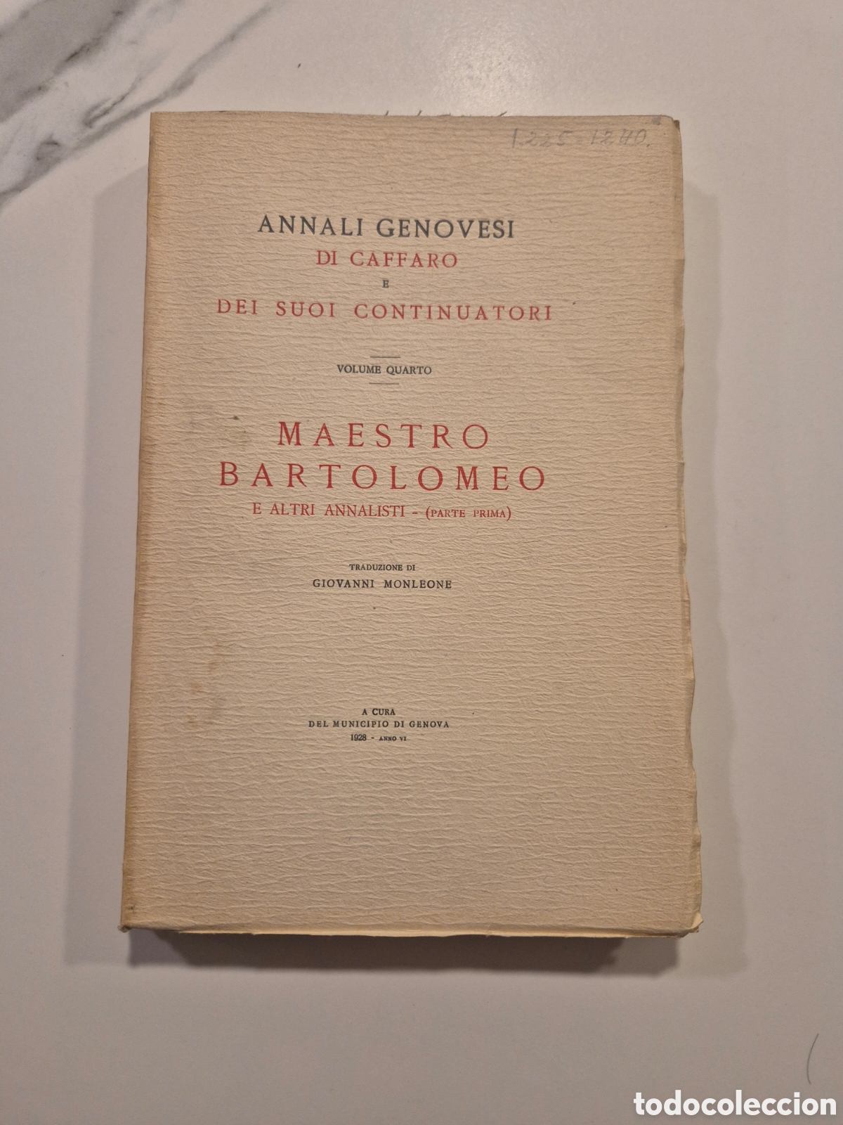 Libros antiguos: Annali Genovesi di Caffaro &ndash; Vol. IV (1928) Genova &ndash; libro antiguo historia italiana