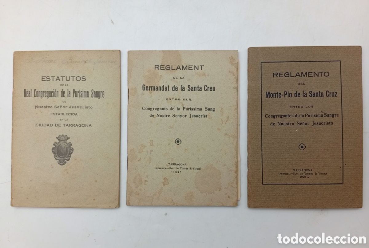 Libros antiguos: Tres estatos reglamentos cofrad&iacute;as Tarragona