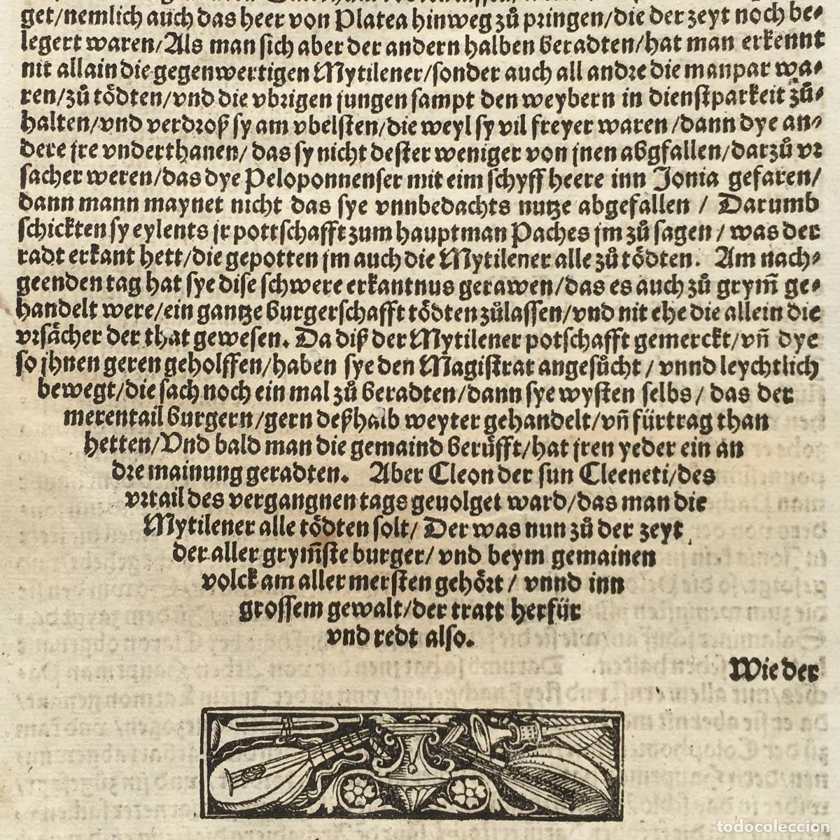 Libros antiguos: A&ntilde;o 1533 - Tuc&iacute;dides - letra g&oacute;tica - Peloponnenser krieg - Historia de la guerra del Peloponeso