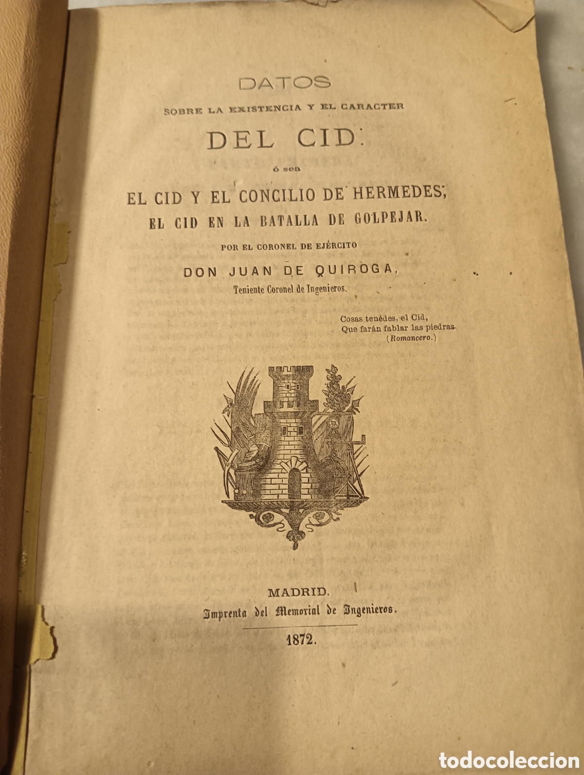 Libros antiguos: Datos sobre la existencia y el car&aacute;cter del Cid - Foto 1