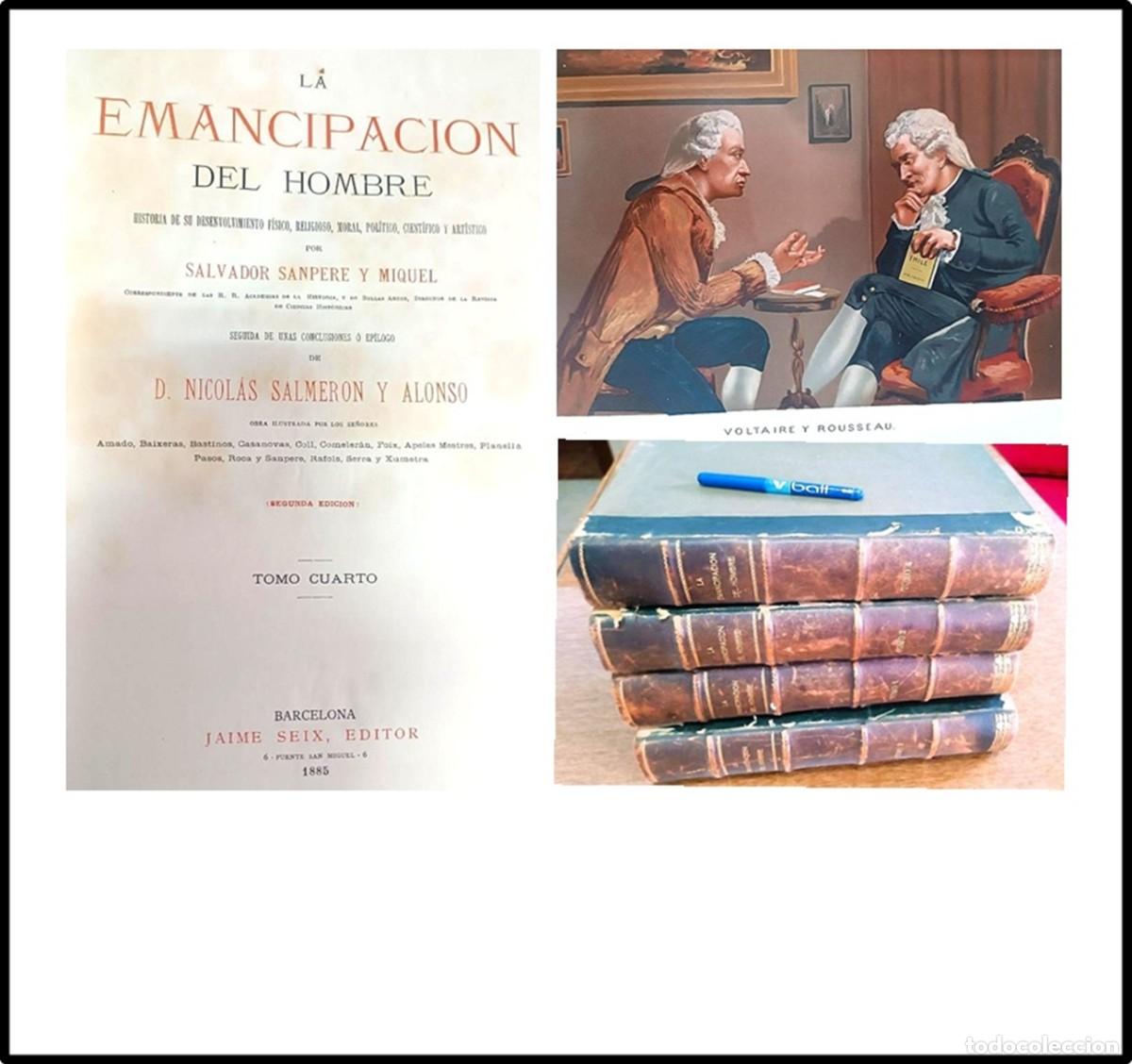 Libri antichi: A&ntilde;o 1864. La emancipaci&oacute;n del hombre. 4 gruesos tomos in folio.