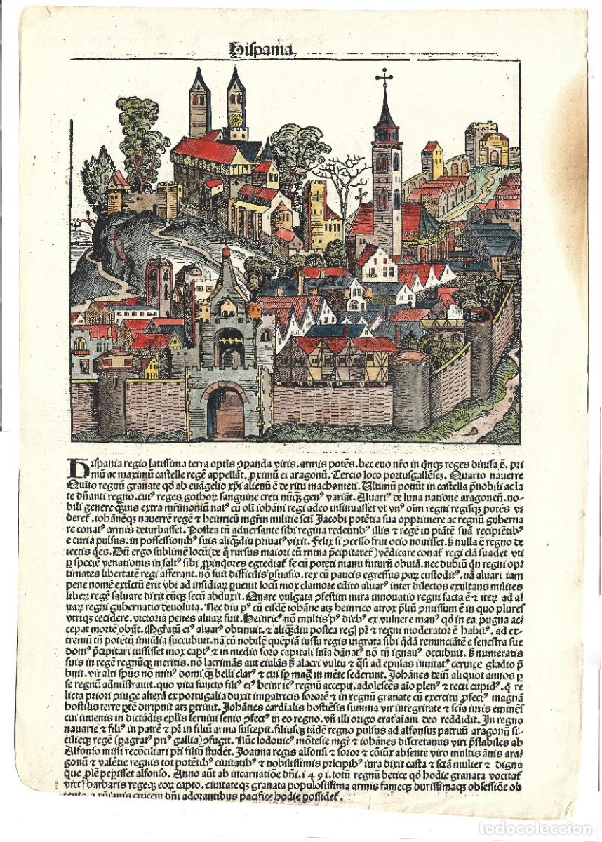 Libros antiguos: 1492 Incunable Liber Chronicarum Folio iluminado dedicado a Hispania y Anglia. Excepcional LEER