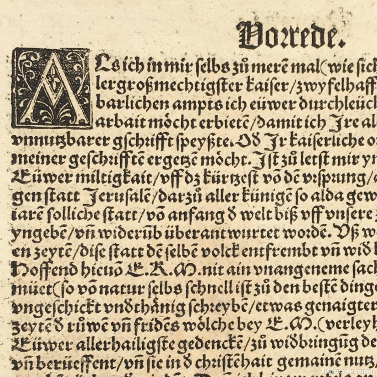 Libros antiguos: A&ntilde;o 1518 - Post incunable - Brant - historia de Jerusal&eacute;n - Letra g&oacute;tica - Tipograf&iacute;a