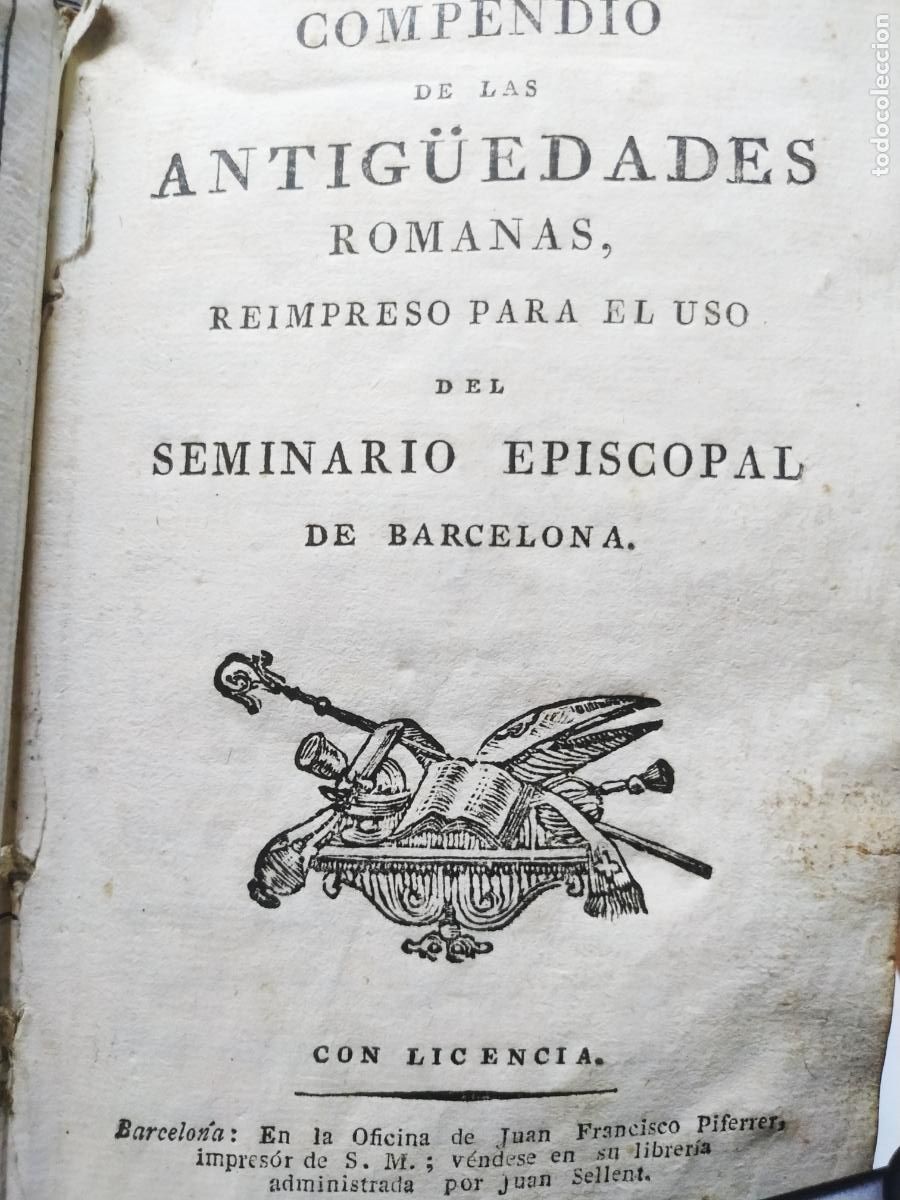 Libros antiguos: F Perez Pastor Compendio Antig&uuml;edades Romanos Barcelona(1771)
