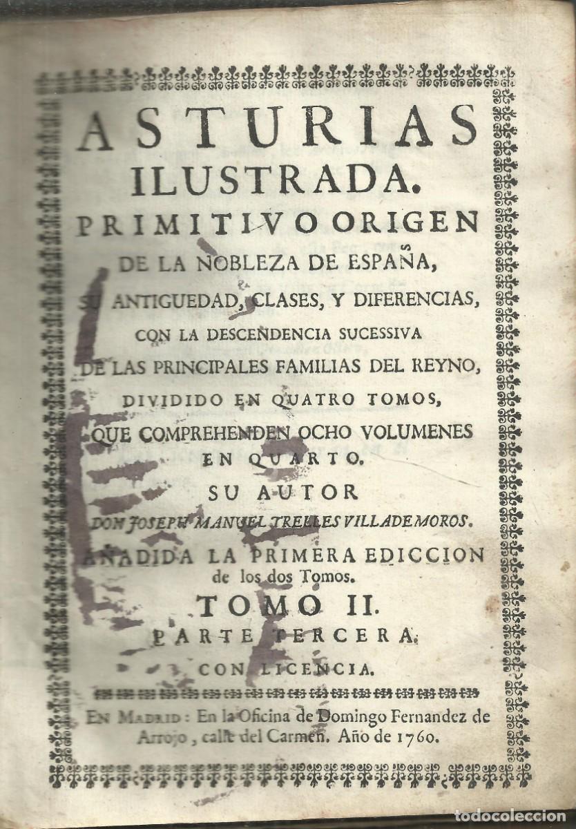 Libros antiguos: Genealog&iacute;a Asturiana. Madrid 1760. Ver nota explicativa