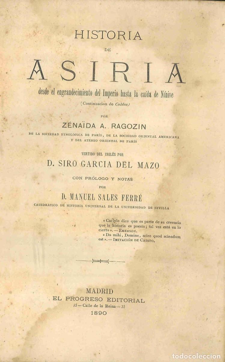 Libros antiguos: Historia de las naciones. Asiria. 1890