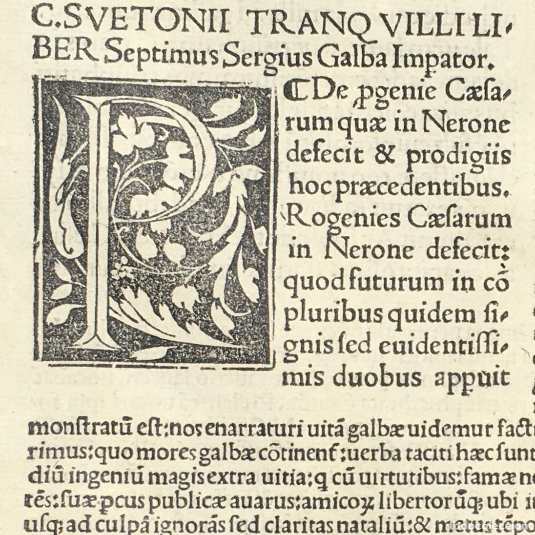 Libros antiguos: A&ntilde;o 1510 - Post incunable - Suetonio - Vitae Duodecim Caesarum - Filippo Pinci de Mantua