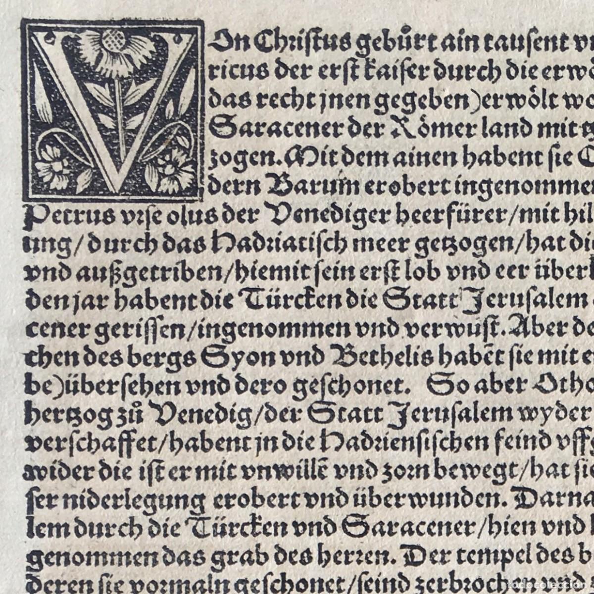 Libros antiguos: A&ntilde;o 1518 - Post incunable - Brant - historia de Jerusal&eacute;n - Letra g&oacute;tica - Tipograf&iacute;a