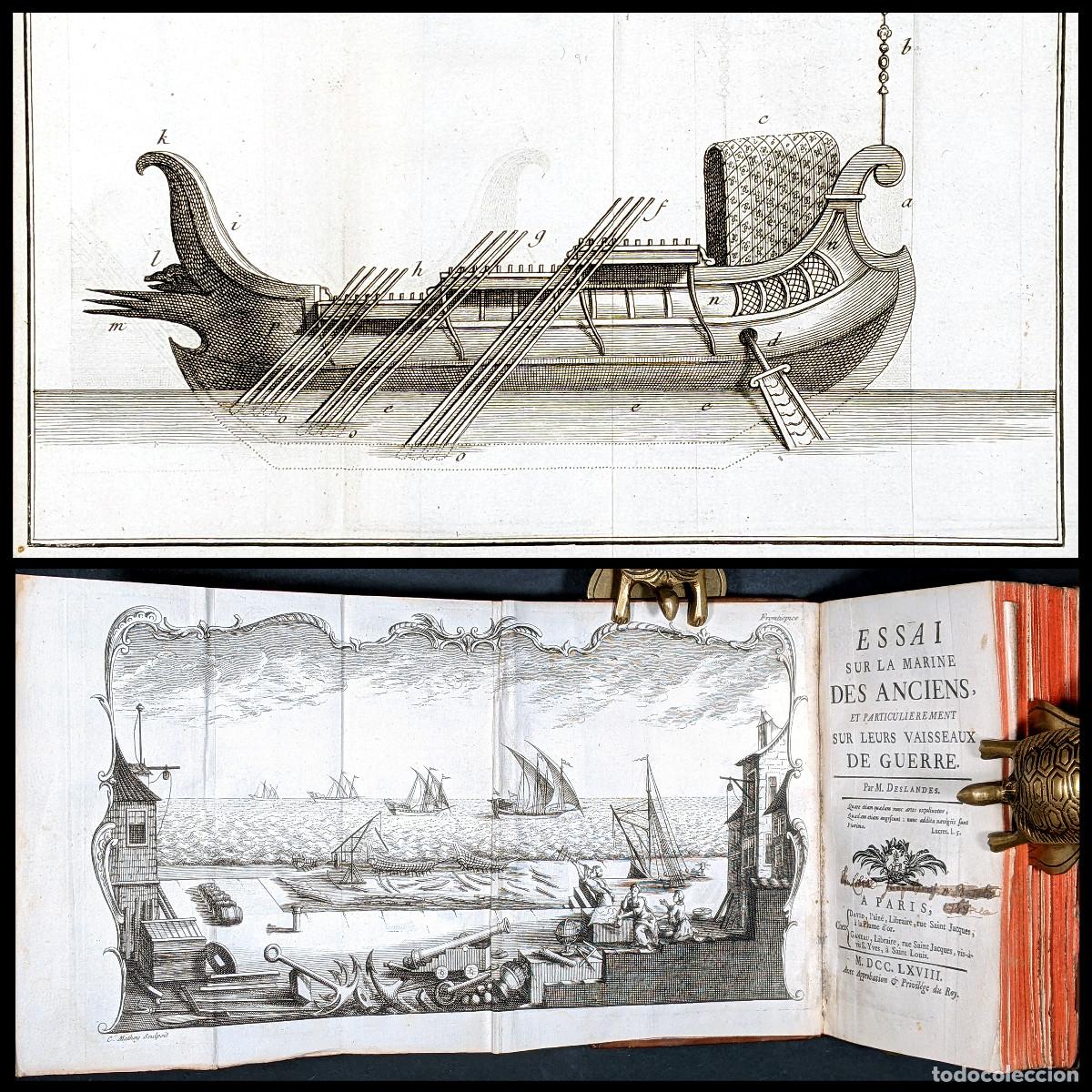 Libri antichi: A&ntilde;o 1768 1&ordf; ED Barcos de guerra de las civilizaciones antiguas Historia de la marina Grabados