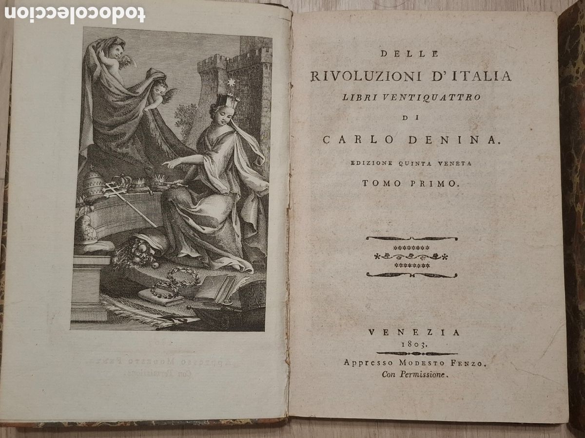 Libros antiguos: Delle rivoluzioni d&acute;Italia libri ventiquattro di Carlo Denina, Venezia 1803, Tomos 1 y 3