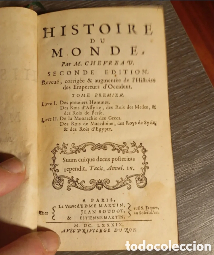 Libros antiguos: 1689 Historia del mundo. Plena piel.