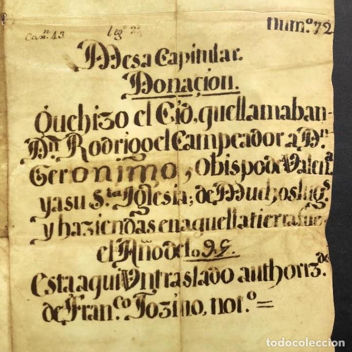 Libros antiguos: Facs&iacute;mil del Documento de donaci&oacute;n del Cid Campeador a la Iglesia Valencia - Rodrigo D&iacute;az de Vivar