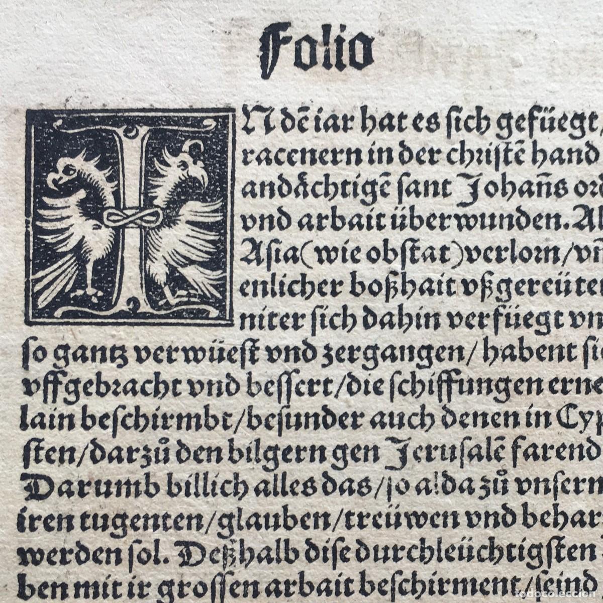 Libros antiguos: A&ntilde;o 1518 - Post incunable - Brant - historia de Jerusal&eacute;n - Letra g&oacute;tica - Tipograf&iacute;a