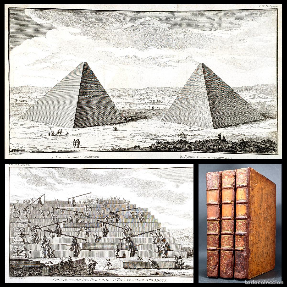 Livres anciens: A&ntilde;o 1758 Primera edici&oacute;n Construcci&oacute;n de las pir&aacute;mides de Egipto Gr&uacute;as Grecia Arquitectura Grabados