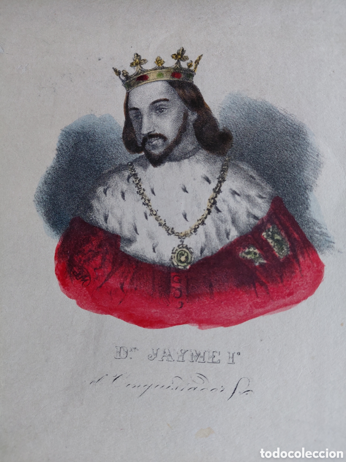 Libros antiguos: Reyes de Mallorca cuaderno facticio con 10 litografias iluminadas a mano alguna firmada Montaner. S
