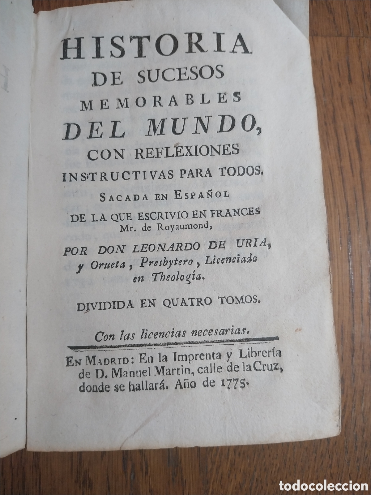Libros antiguos: HISTORIA DE SUCESOS MEMORABLES DEL MUNDO. POR MR DE ROYAUMOND. TOMO TERCERO A&Ntilde;O 1775